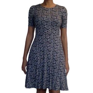 LOFT Gray Paisley A-Line Dress